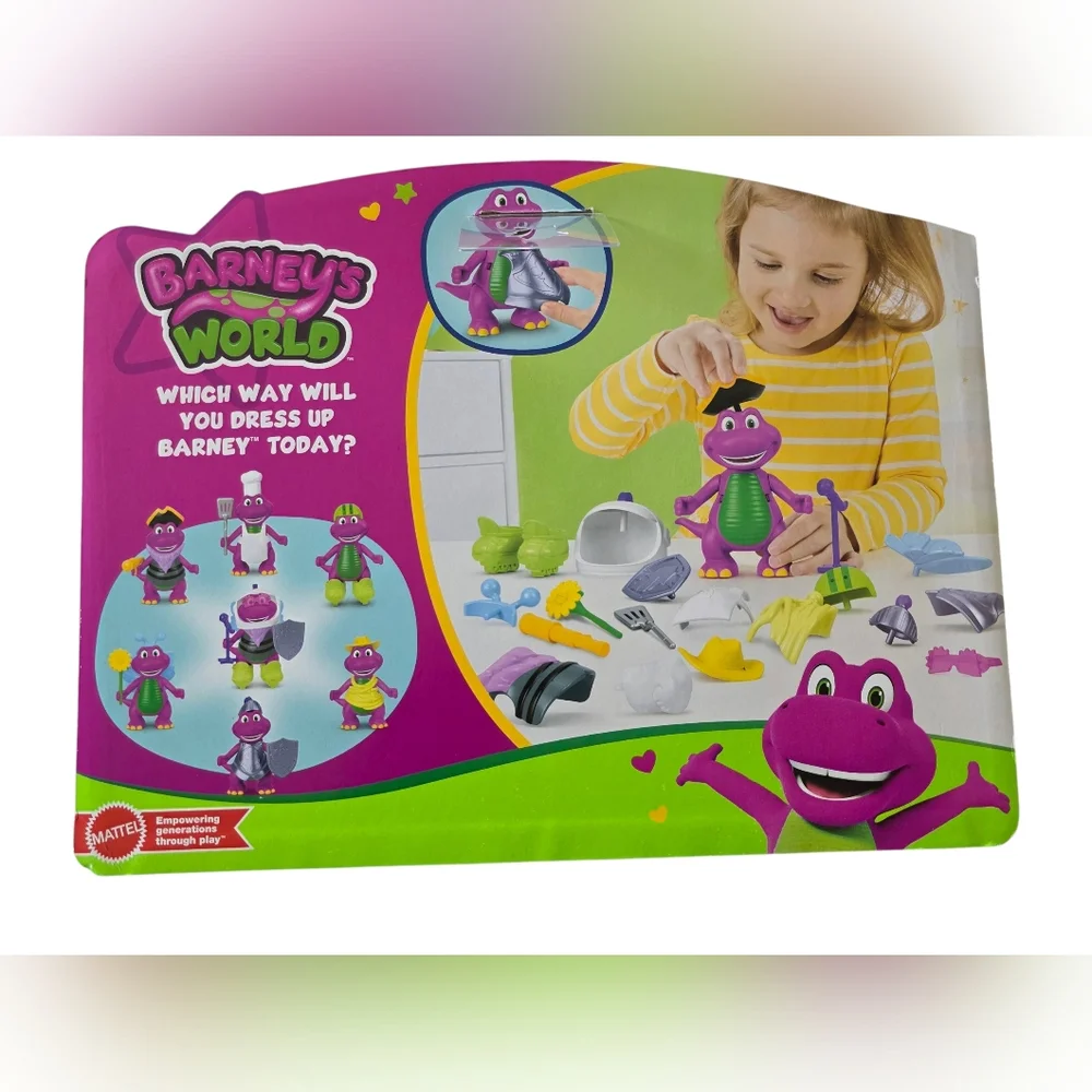 Barney World Dress Up Set Toy Mattel Pink Dinosaur Figure Figurine